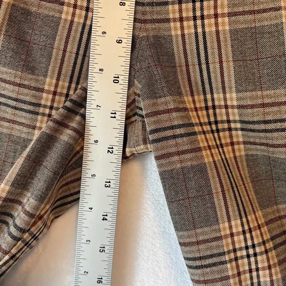 Reformation womens brown Franklin Tartan Plaid wide leg pants trousers size 0 - Picture 5 of 10